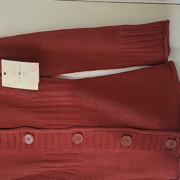 NWT DEREK HEART Button-Up Sweater w/Hood - Picture 3 of 6